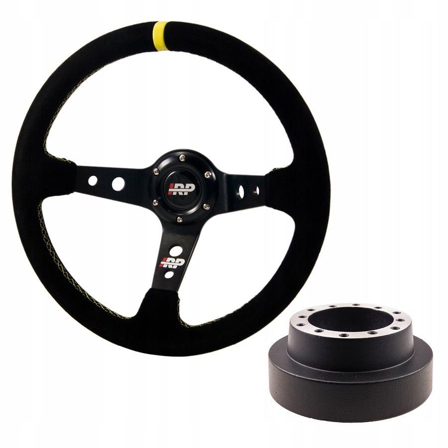 Kierownica rajdowa zamszowa 350/90mm + naba BMW E46 IRP