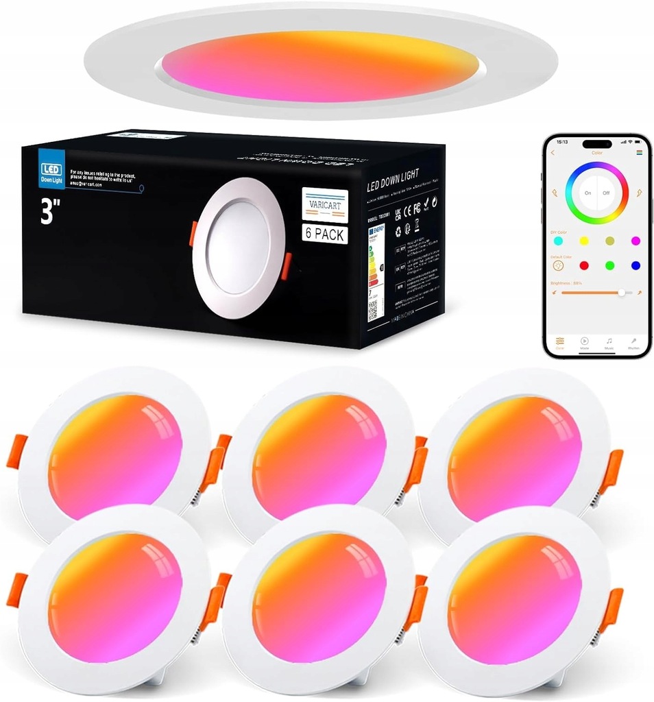 OŚWIETLENIE Inteligentne oprawy LED do sufitu Alexa, 10W Bluetooth RGB