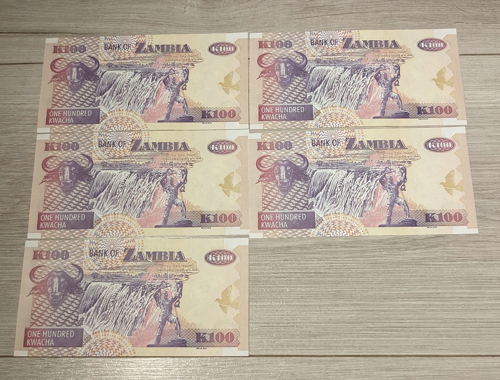 100 KWACHA ZAMBIA UNC 5 SZT