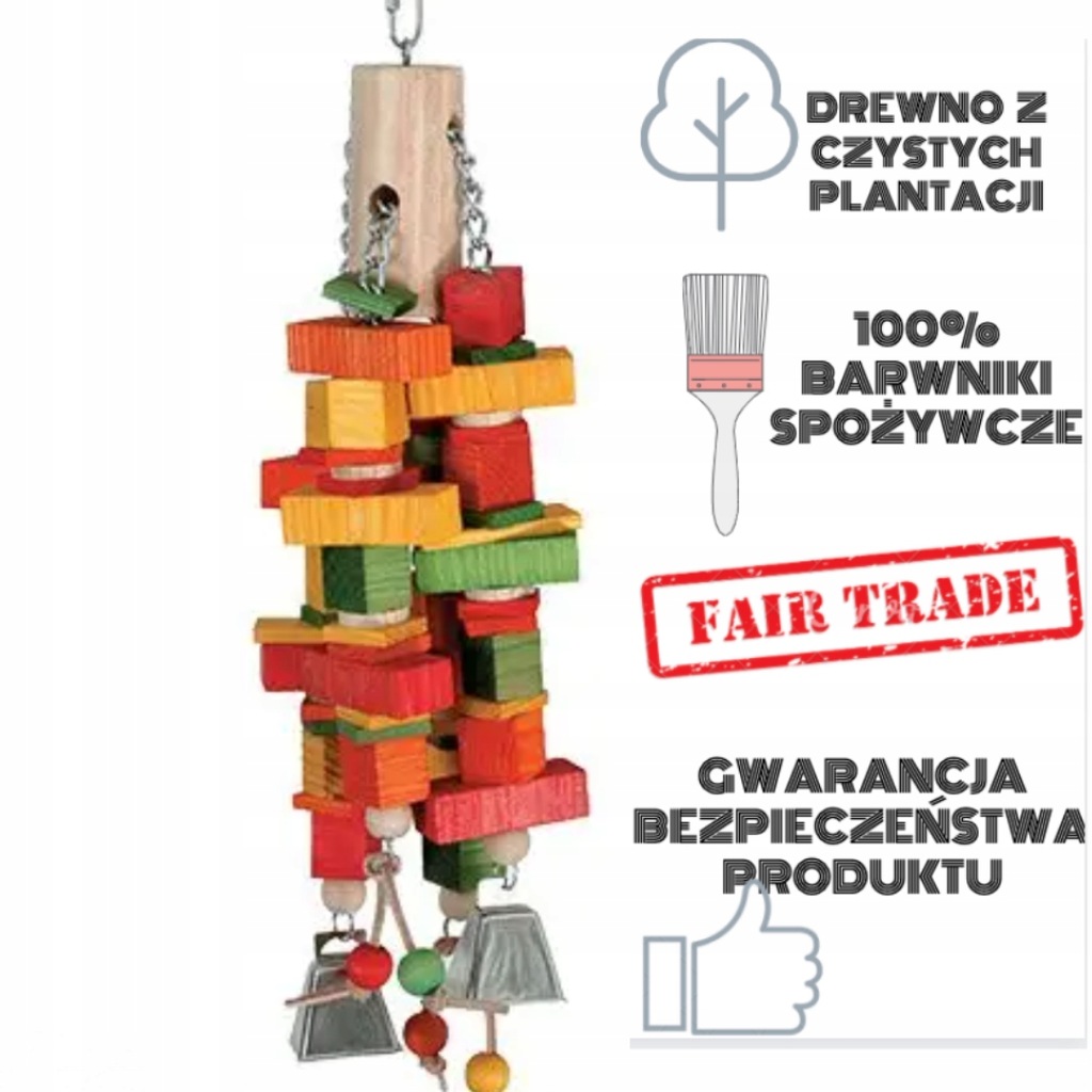 Wspinaczka dla Papug Drewniana Zabawka DeMoLka XL