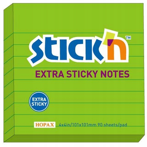Hopax Notes Samoprzylepny Extra Sticky 101x101 Mm Neon 90 Kartek zielony