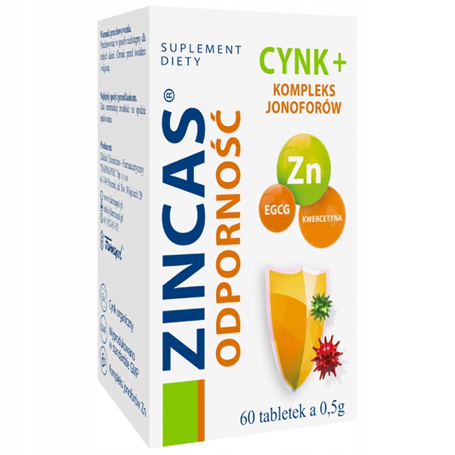Zincas Odporność jonofory cynk wirusy 7,5mg 60x