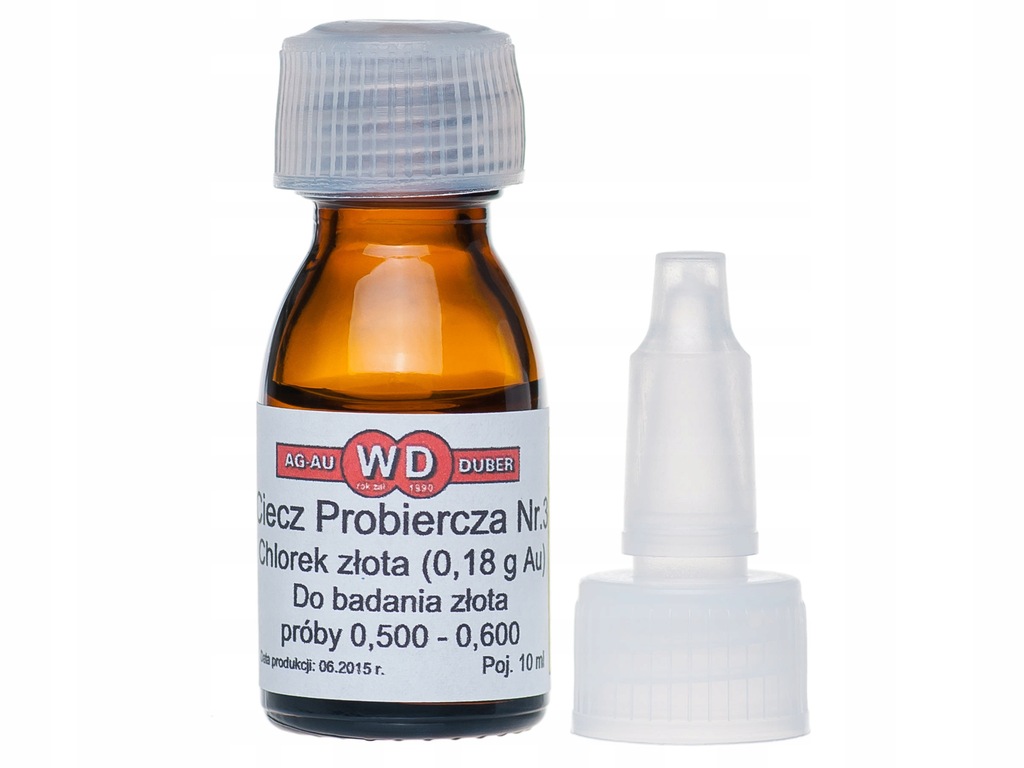 Oleista Ciecz Do Wyrobu Tworzyw Sztucznych Ciecz probiercza CHLOREK ZŁOTA 0,18g do 14K (585) - 7900023175