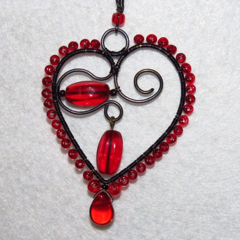 Wisiorek serce - wire wrapping