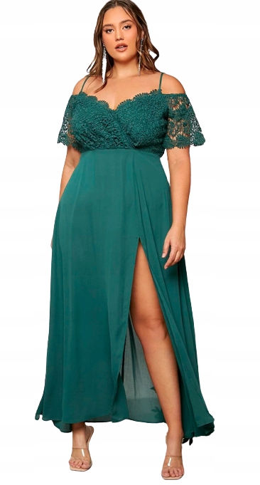 SHEIN PLUS SIZE SUKIENKA ZIELONA MAXI 46 VIA