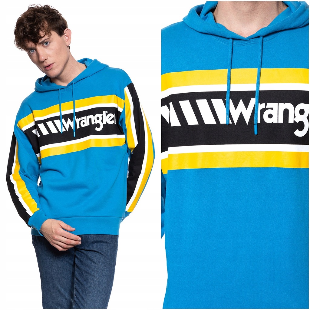 WRANGLER B&Y HOODIE MĘSKA BLUZA NADRUK M