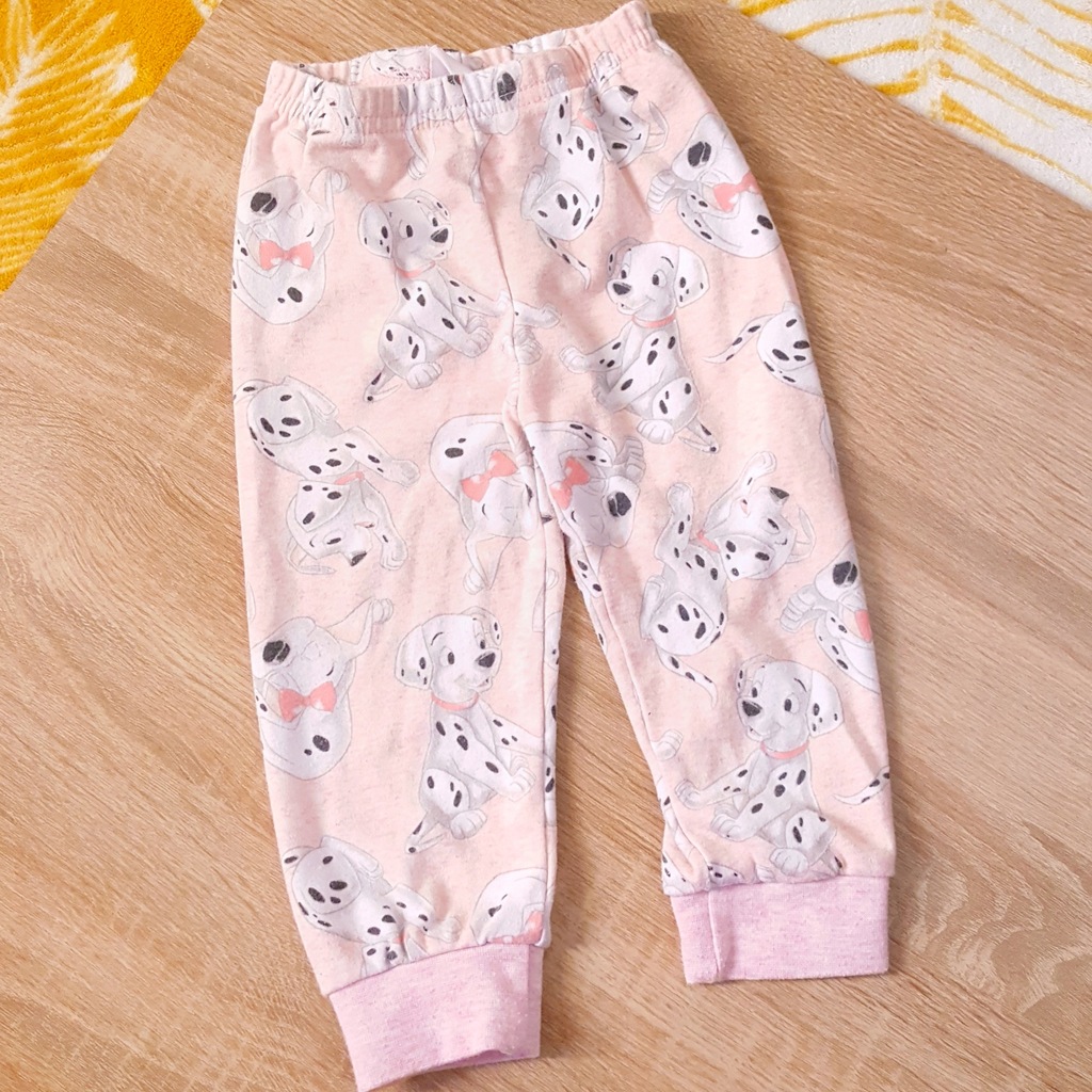 różowe spodnie piżamowe w pieski 12-18 m 86