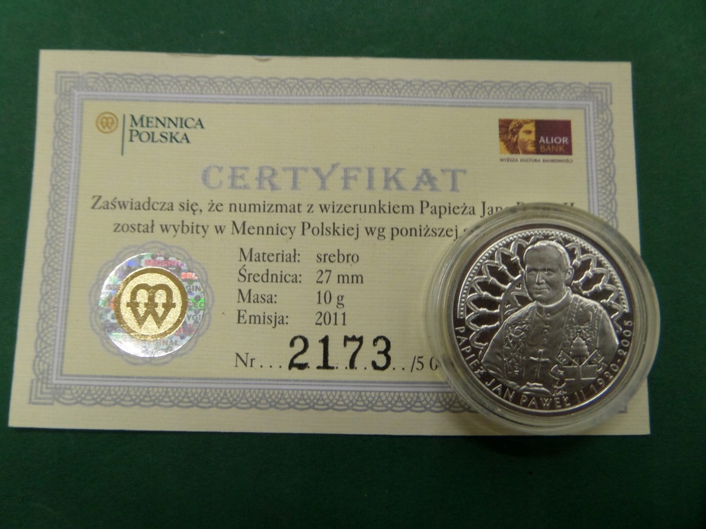 Papież Jan Paweł II - Alior Bank Mennica - Srebro