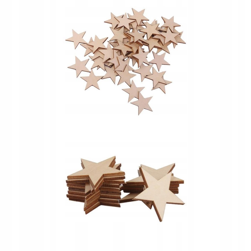 75x Wooden Unpainted Thicken Star Wood Embellishments Decorations DIY