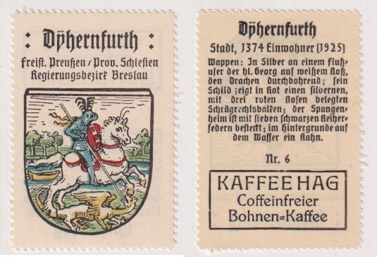 Dyhernfurth, Brzeg Dolny, znaczek z albumu Kaffee Hag, -164