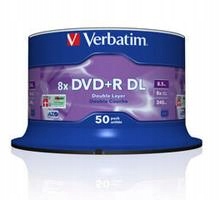 Dysk DVD+R Verbatim 8x 8,5GB Cake 50 szt DL
