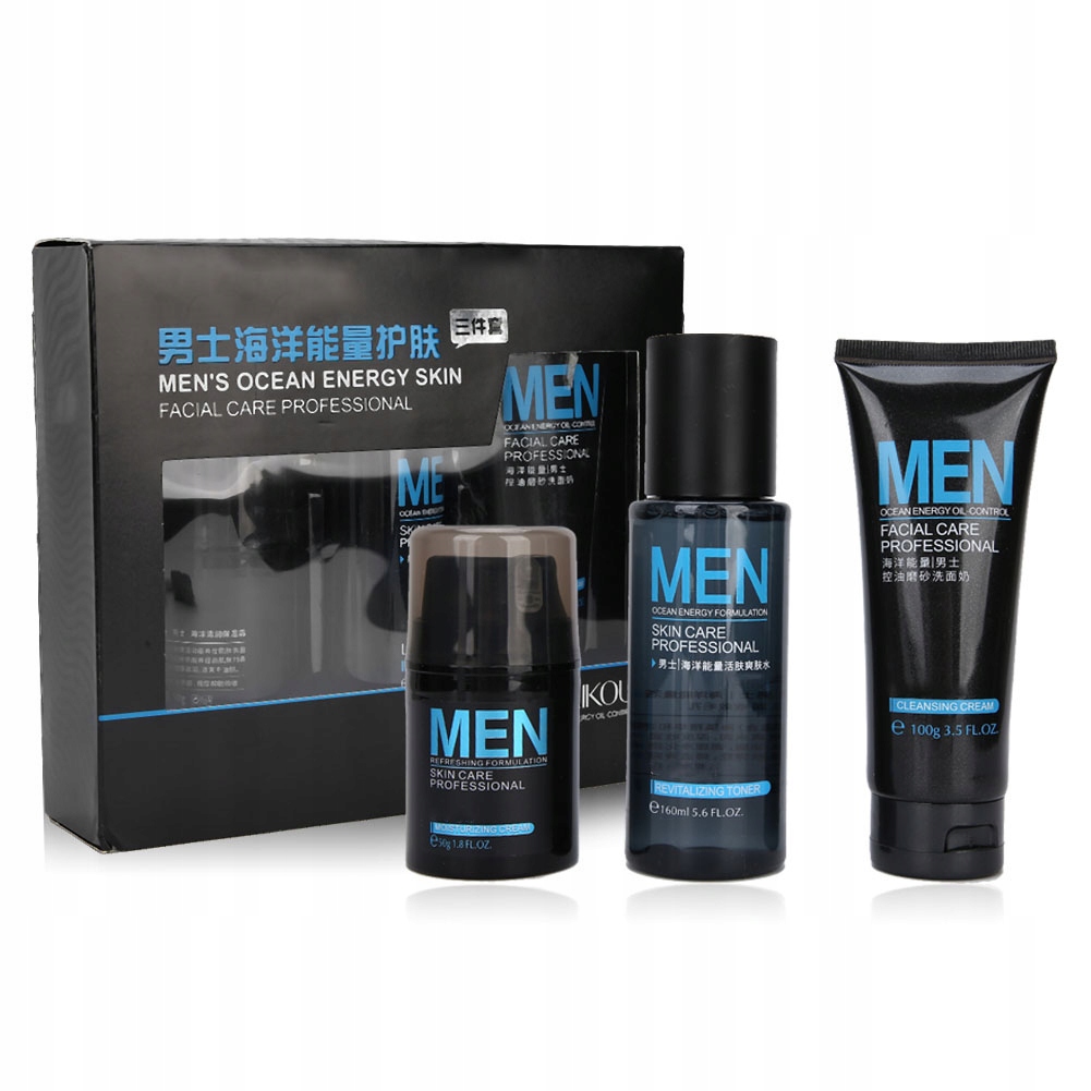 3pcs Men Ocean Energy Facial Skin Care Cream Set