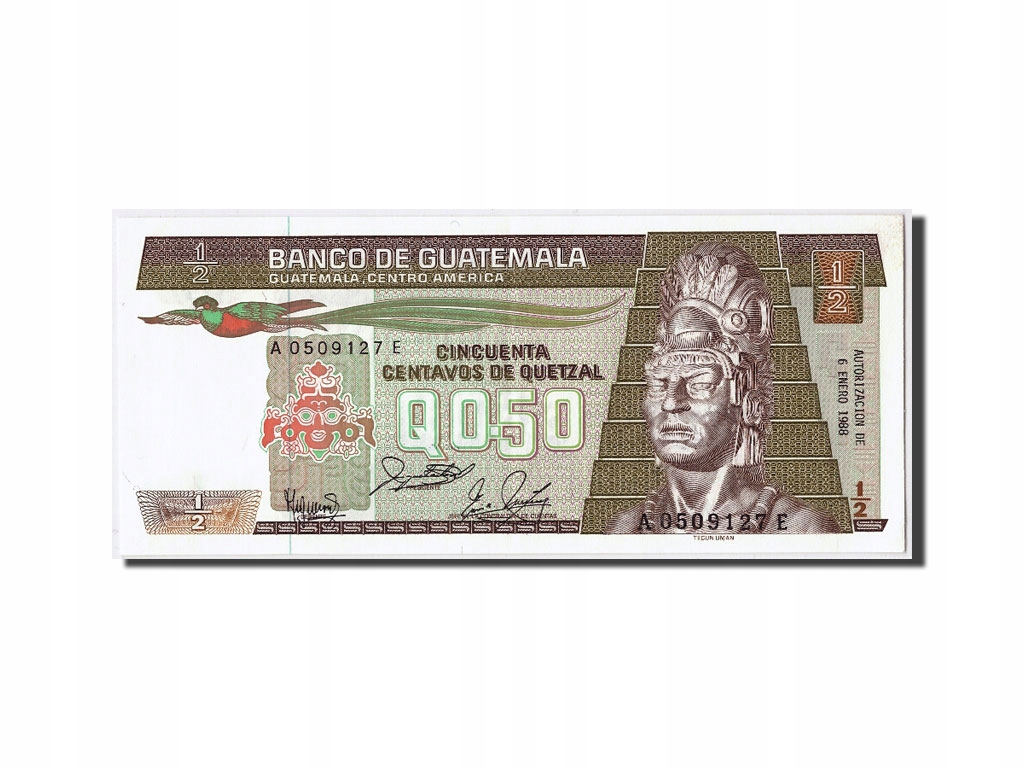 Banknot, Guatemala, 1/2 Quetzal, 1988, 1988-01-06,