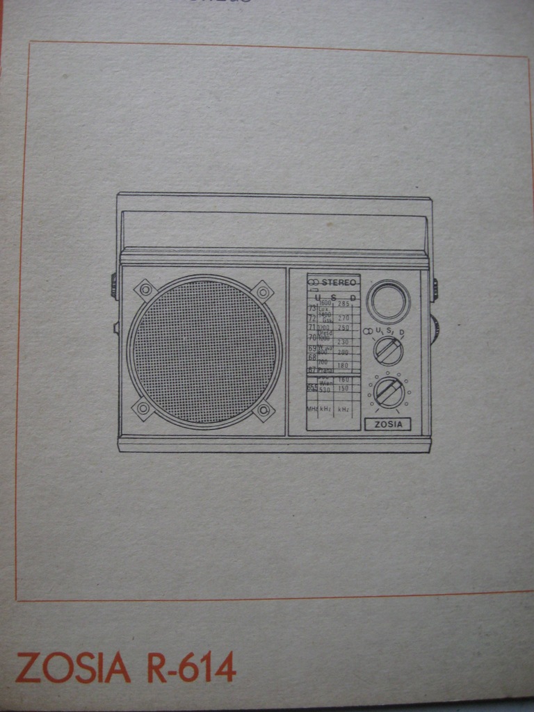 Radio ZOSIA R-614 Instrukcja serw. Katalog części