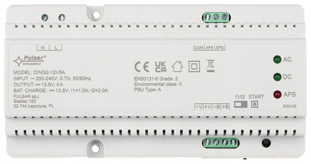 ZASILACZ BUFOROWY IMPULSOWY 12V DC 5A NA SZYNĘ DIN TS-35 PULSAR