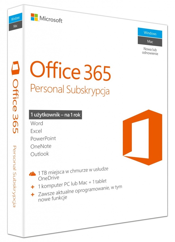 Office 365 Personal PL P2 1Y 1 Użytkownik /1.: