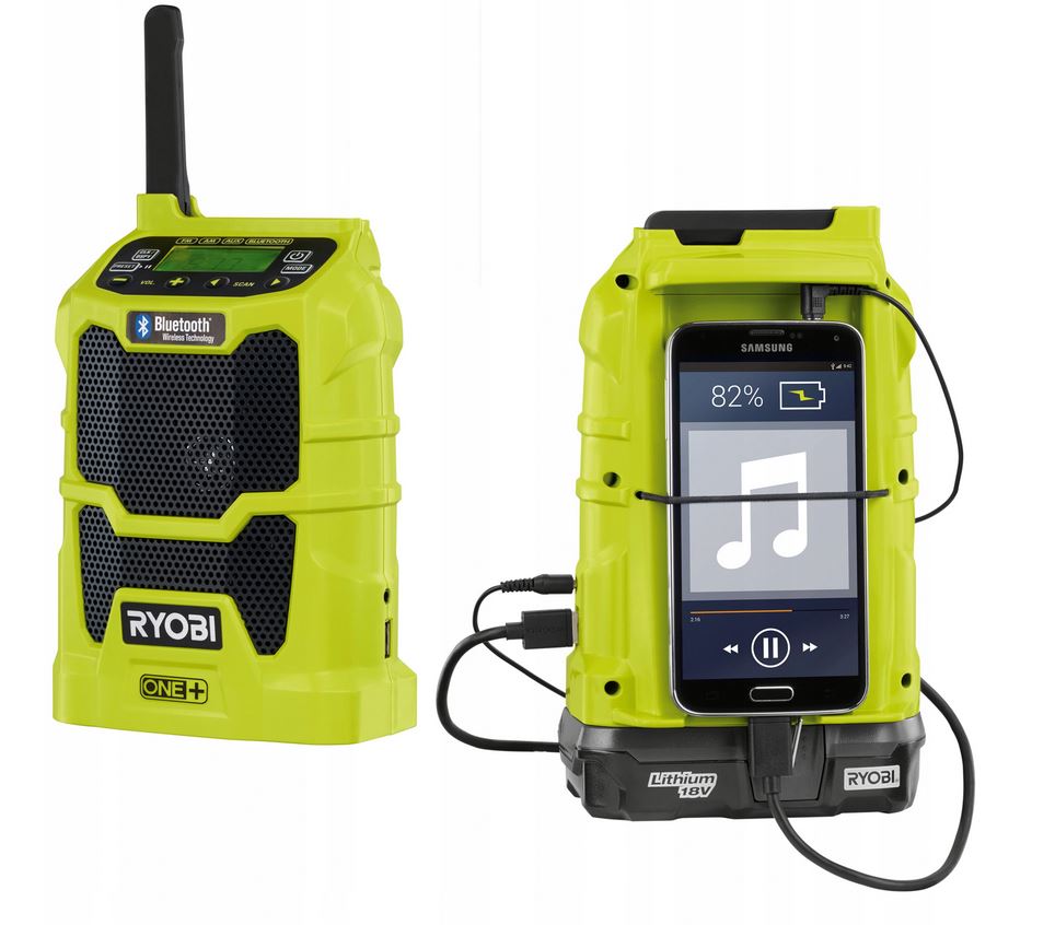 Купить Строительная площадка РАДИО Ryobi R18R-0 BLUETOOTH USB 18V: отзывы, фото, характеристики в интерне-магазине Aredi.ru