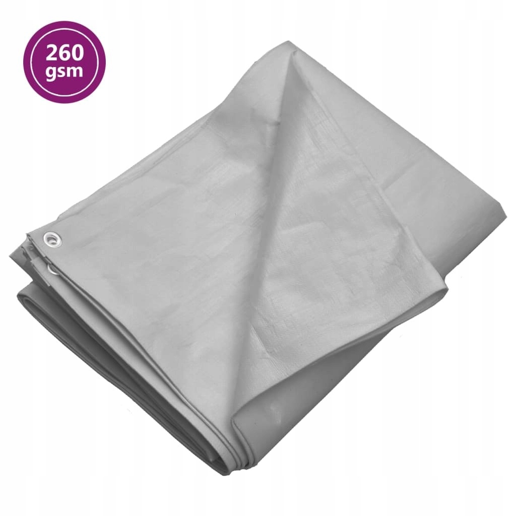 VidaXL Plandeka, 260 g/m², 8x12 m, szara, HDPE