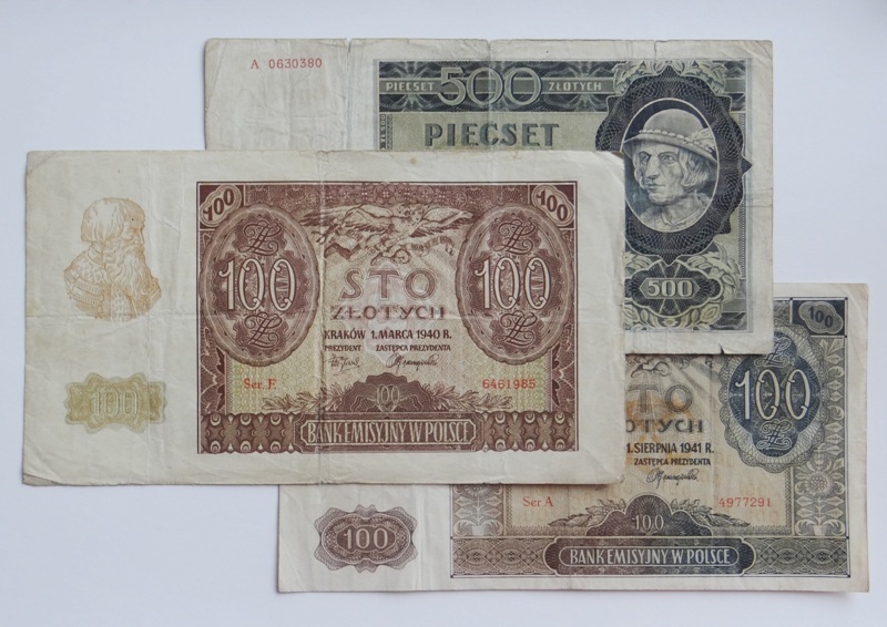 Zestaw 3 banknotów z lat 1940-1941  dla WOŚP