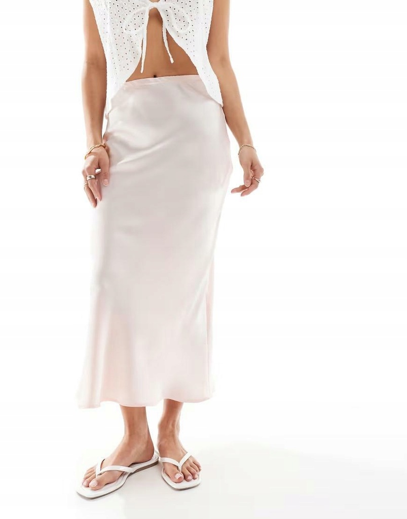 NEW LOOK RÓŻOWA SATYNOWA SPÓDNICA VTC N07__L