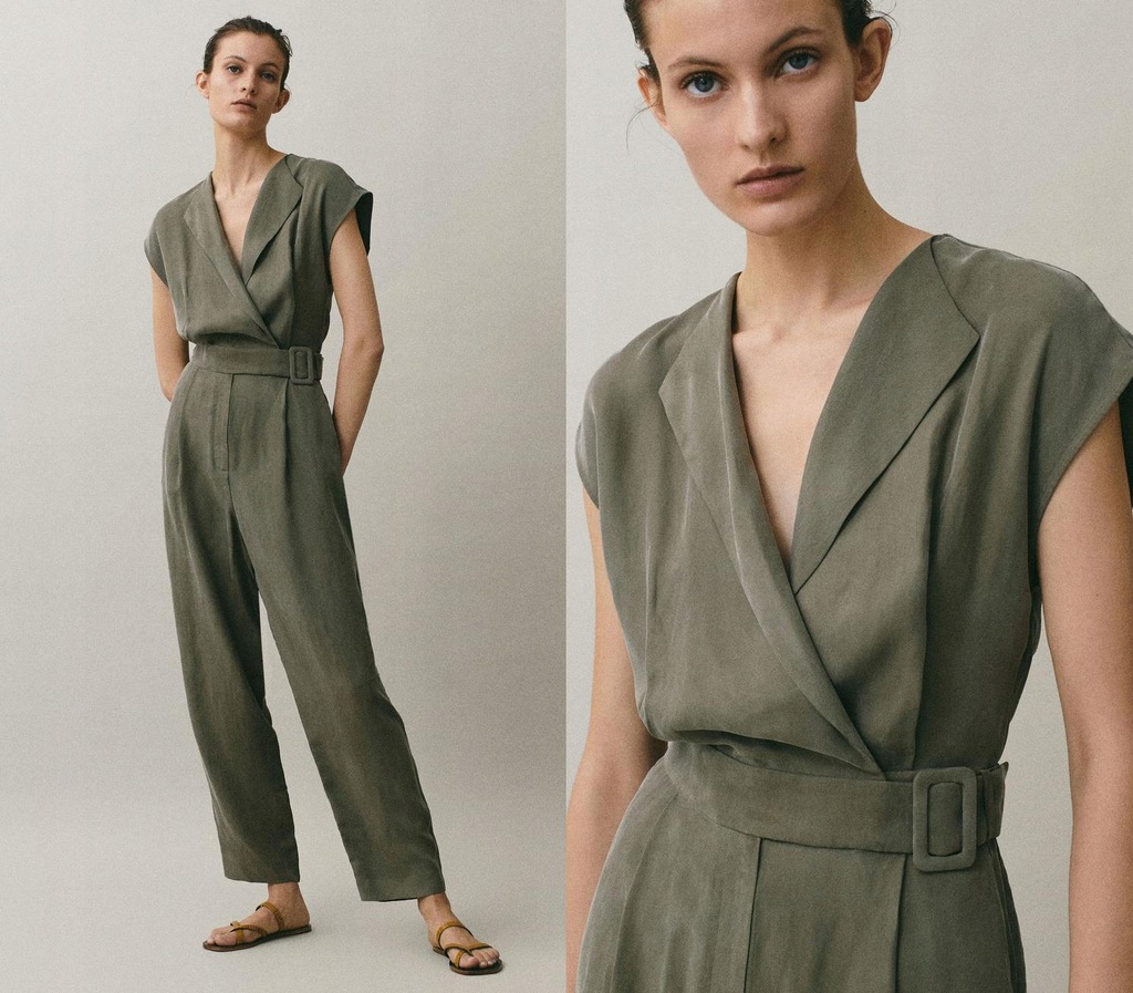 MASSIMO DUTTI KOMBINEZON KHAKI KRÓTKI RĘKAW (40) - 11188077718 ...