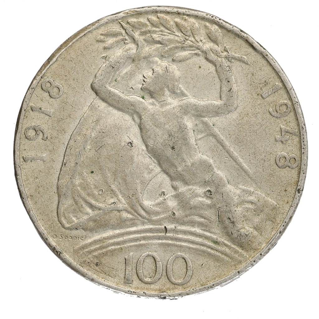 Czechosłowacja - 100 koron - Niepodległość 1948 r, Ag