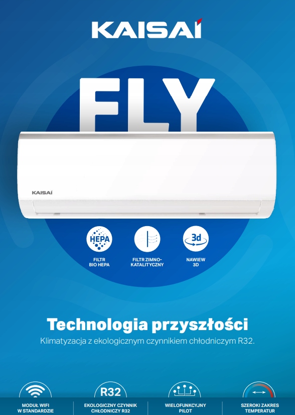 Klimatyzacja KAISAI FLY WiFi 3,5kw 40m2 ZESTAW