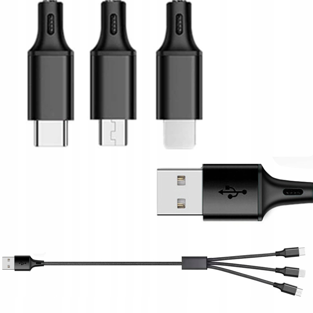 Купить КАБЕЛЬ 3в1 ЗАРЯДНОЕ УСТРОЙСТВО MICRO USB ТИПА-C ДЛЯ IPHONE 1,2M: отзывы, фото, характеристики в интерне-магазине Aredi.ru