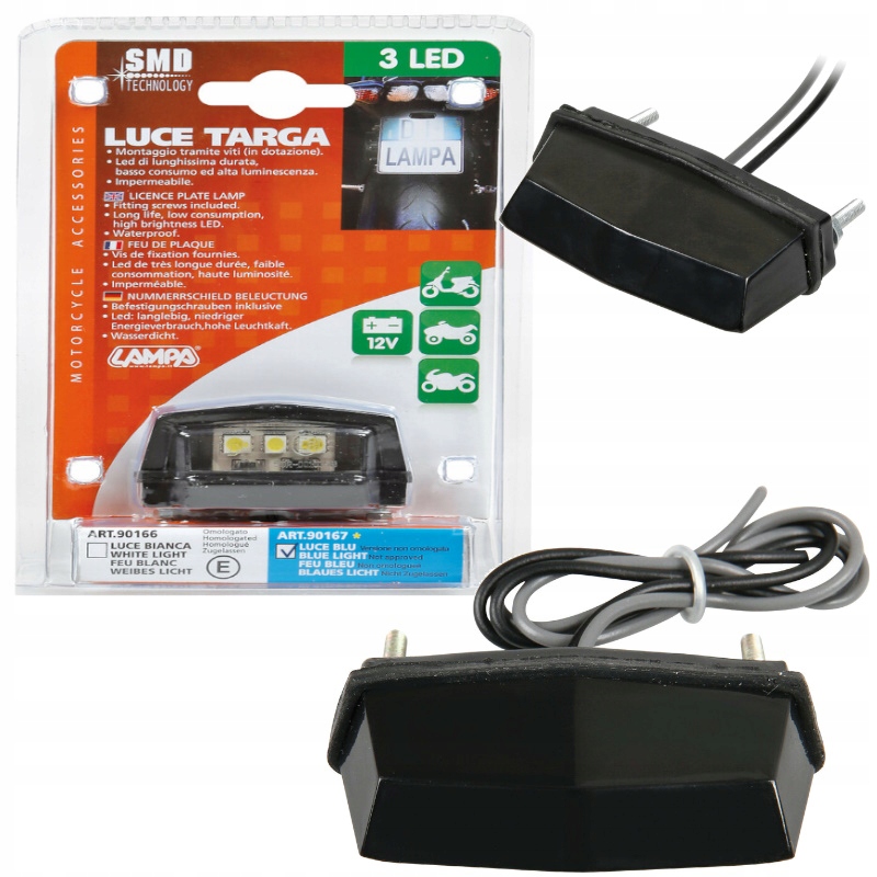 Oświetlenie tablicy rejestracyjnej LED-SMD 3 punktowe niebieskie
