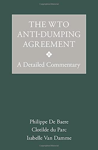 WTO ANTIDUMPING AGREEMENT - Philippe De Baere (KSIĄŻKA)