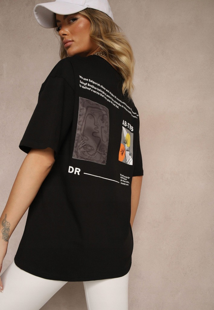 Renee Czarny T-shirt damski XL