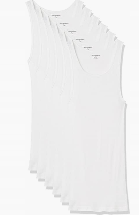 Amazon essentials koszulka bez rękawów okrągły bawełna biały ZESTAW 6 SZTUK
