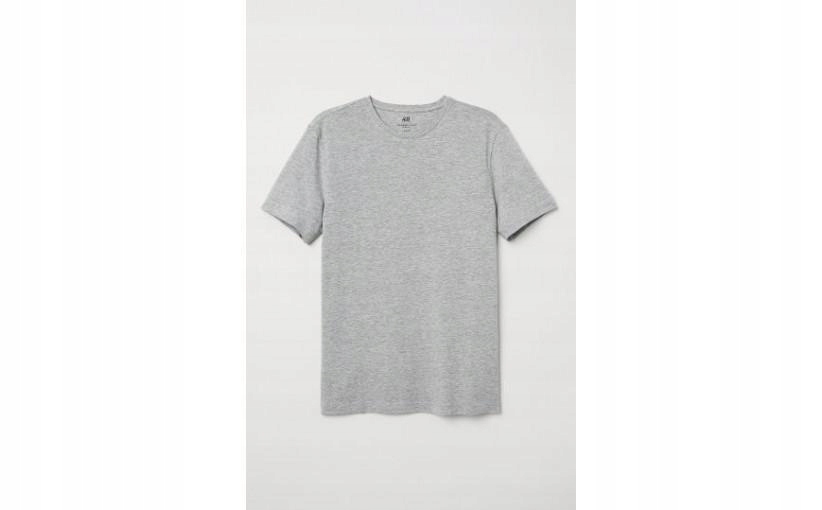 D2T203*H&M T-SHIRT MĘSKI SZARY GŁADKI S M01