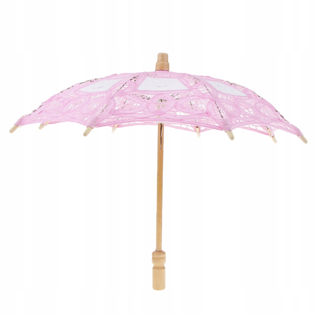 Koronkowy parasol 1-częściowy z bawełny - Różowy
