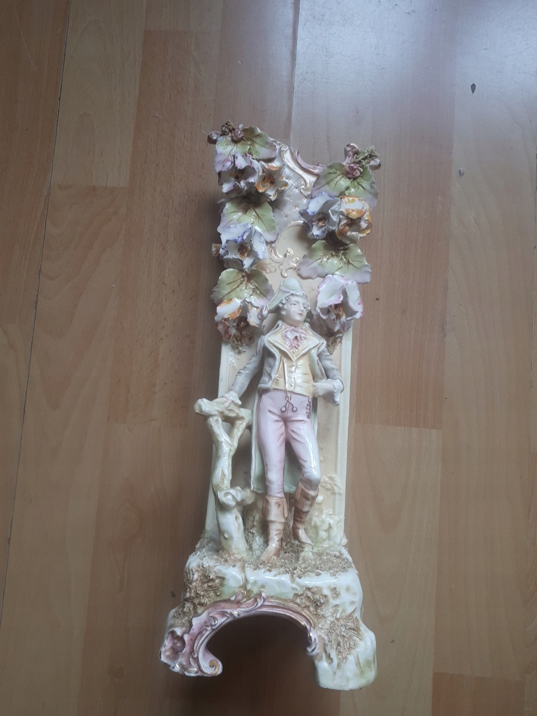 porcelana, PIĘKNY i CENNY WAZON z figurką