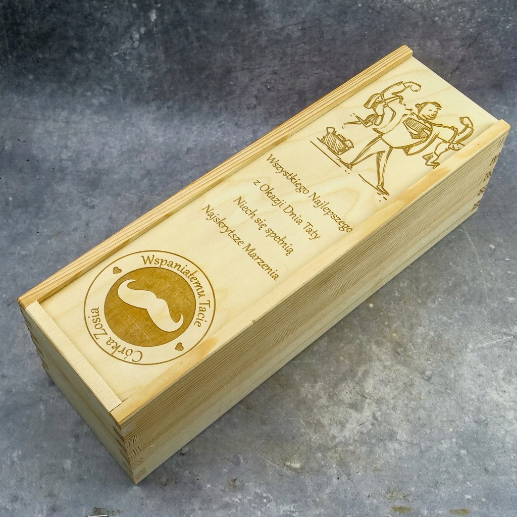 Skrzynka drewniana na WINO/Alkohol na dzień OJCA