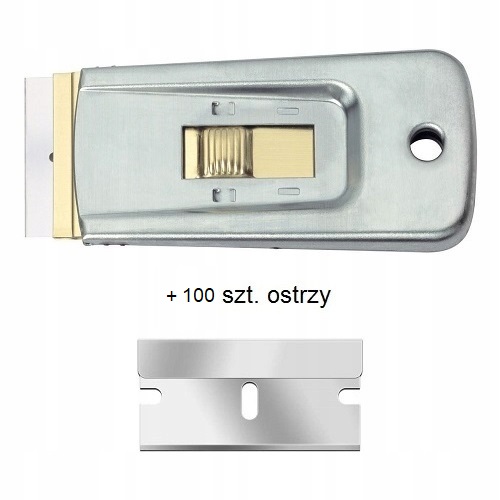 WOLDAR skrobak metalowy do szyb + 100 ostrzy wymiennych