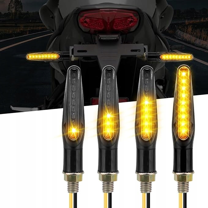 Kierunkowskazy dynamiczne MOTOCYKLOWE LED 12V 4 szt IP67 KEMIMOTO E24 !OPIS
