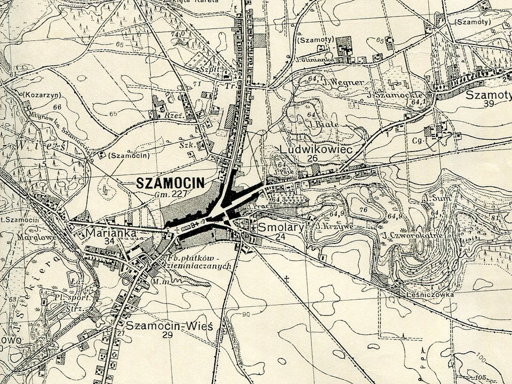 SZAMOCIN :: mapa wojskowa WIG : 1939 rok DOKŁADNA