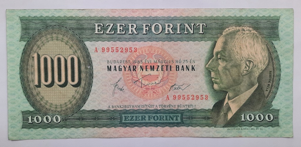 Banknot 1000 forint 1983 r. seria A