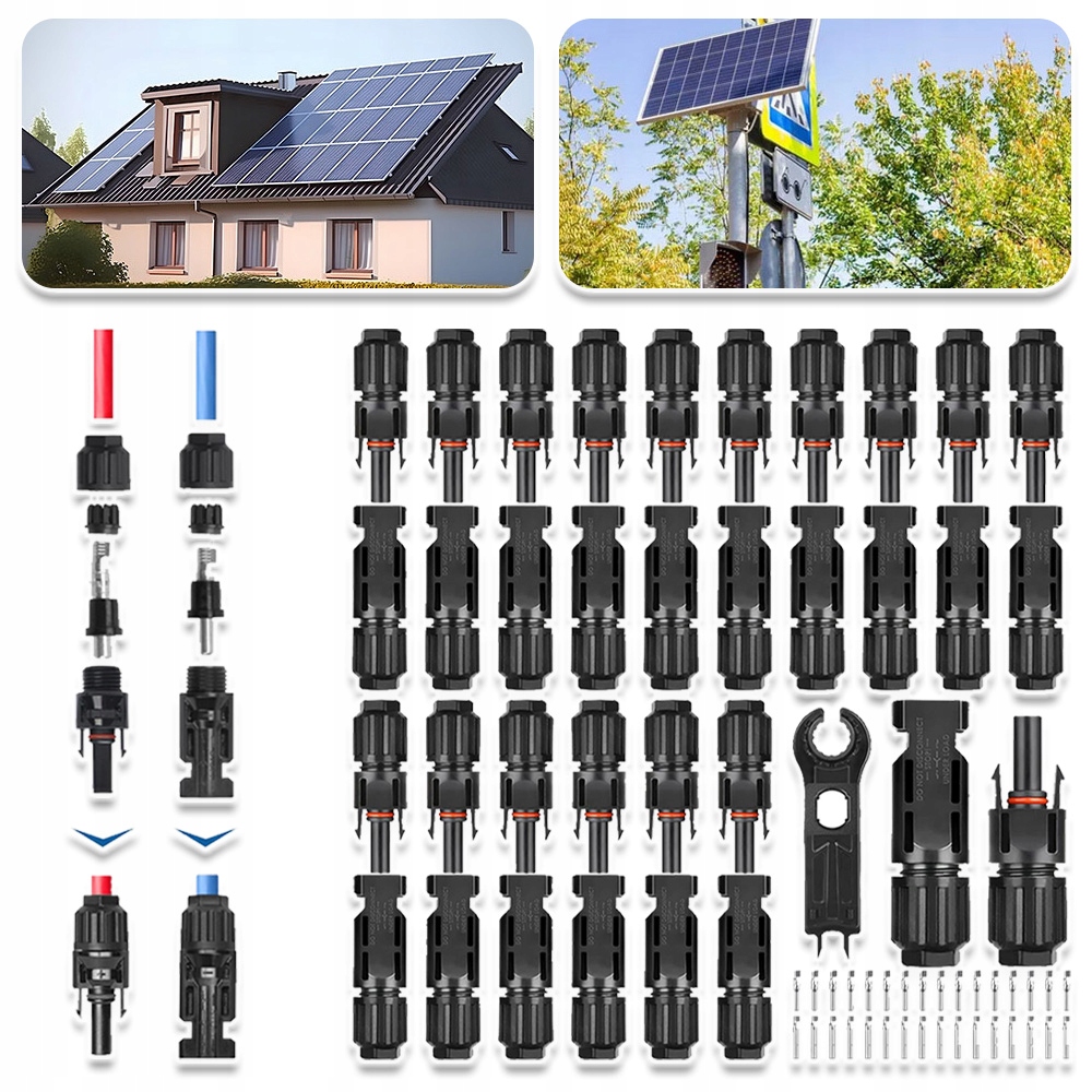 16X MC4 KONEKTOR ZŁĄCZE SOLARNE WTYCZKA WTYK MC4 PV -+ PANEL SOLARNY IP67