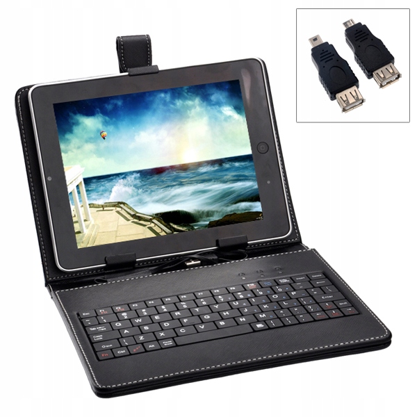 Z KLAWIATURĄ USB TABLETU 8 CZARNE STOJAKIEM