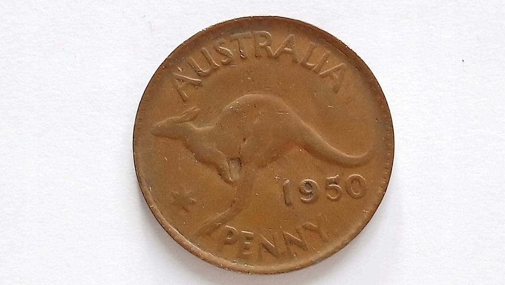 B184 Australia one penny 1950 kangur Jerzy VI