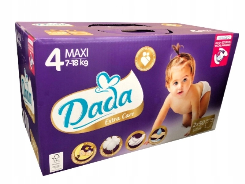 DADA pieluszki EXTRA CARE 4 pieluchy 7-18 kg x 100