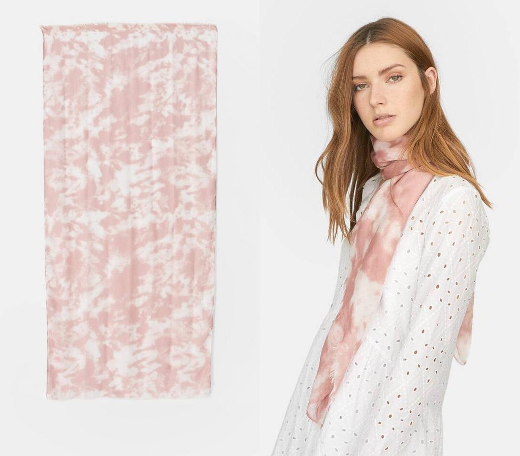 STRADIVARIUS JASNORÓŻOWA CHUSTA WZÓR TIE-DYE