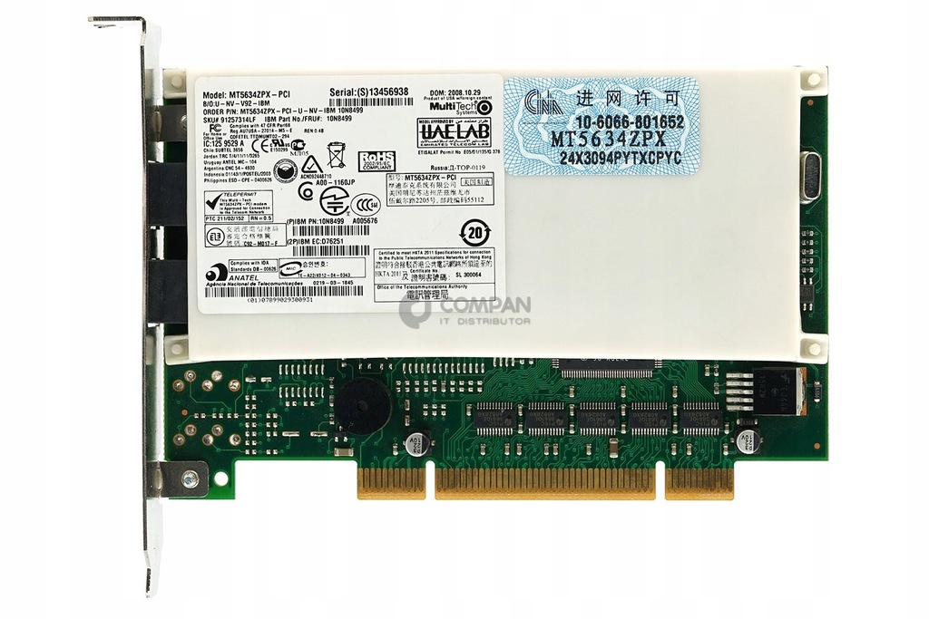 Купить 10N8499 ВНУТРЕННИЙ PCI-МОДЕМ IBM MULTITECH V.92 ADAP: отзывы, фото, характеристики в интерне-магазине Aredi.ru