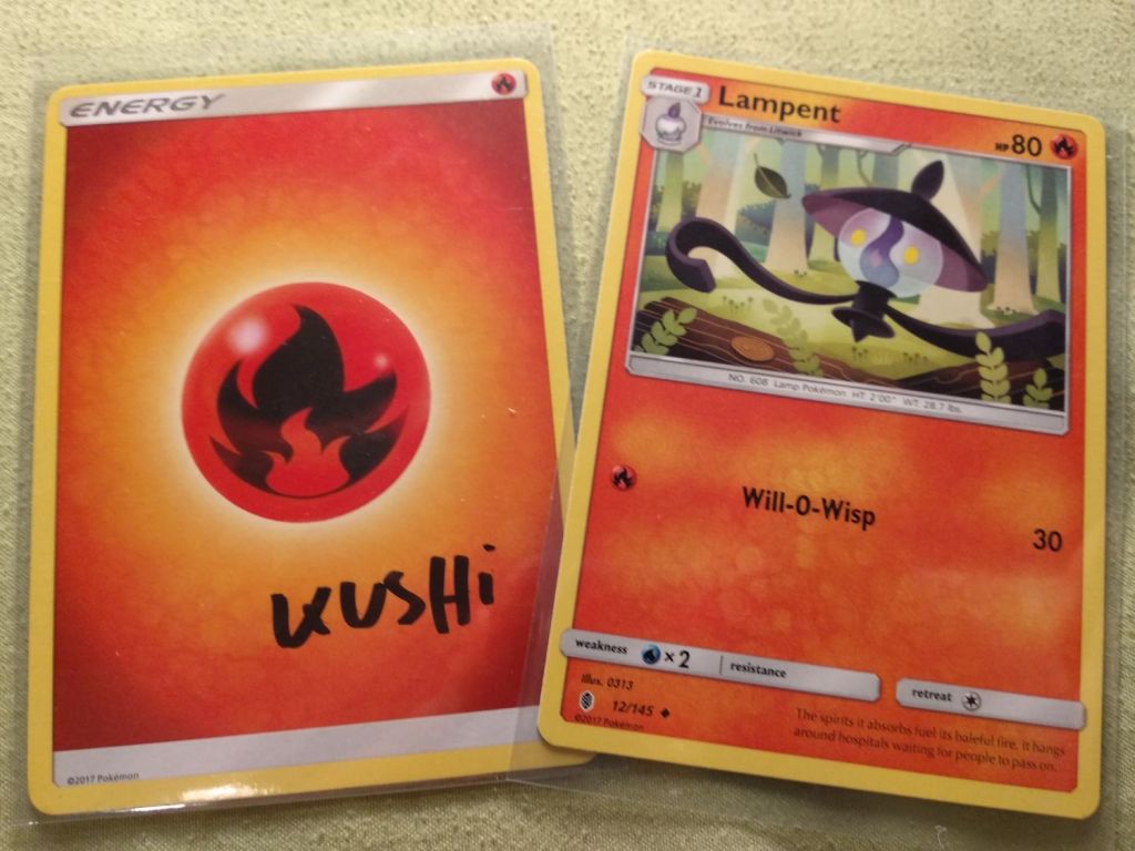 Lampent 12/145 i Kushi – autograf – Pokemon TCG
