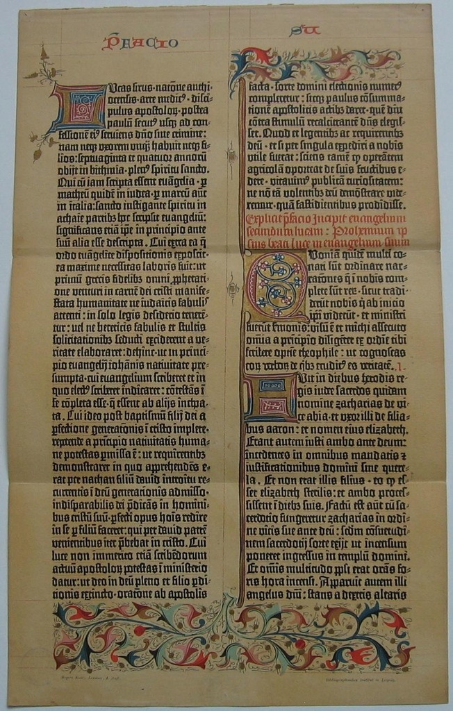 Gutenberg,faksymilie 42 wierszowej Biblii XIX wiek