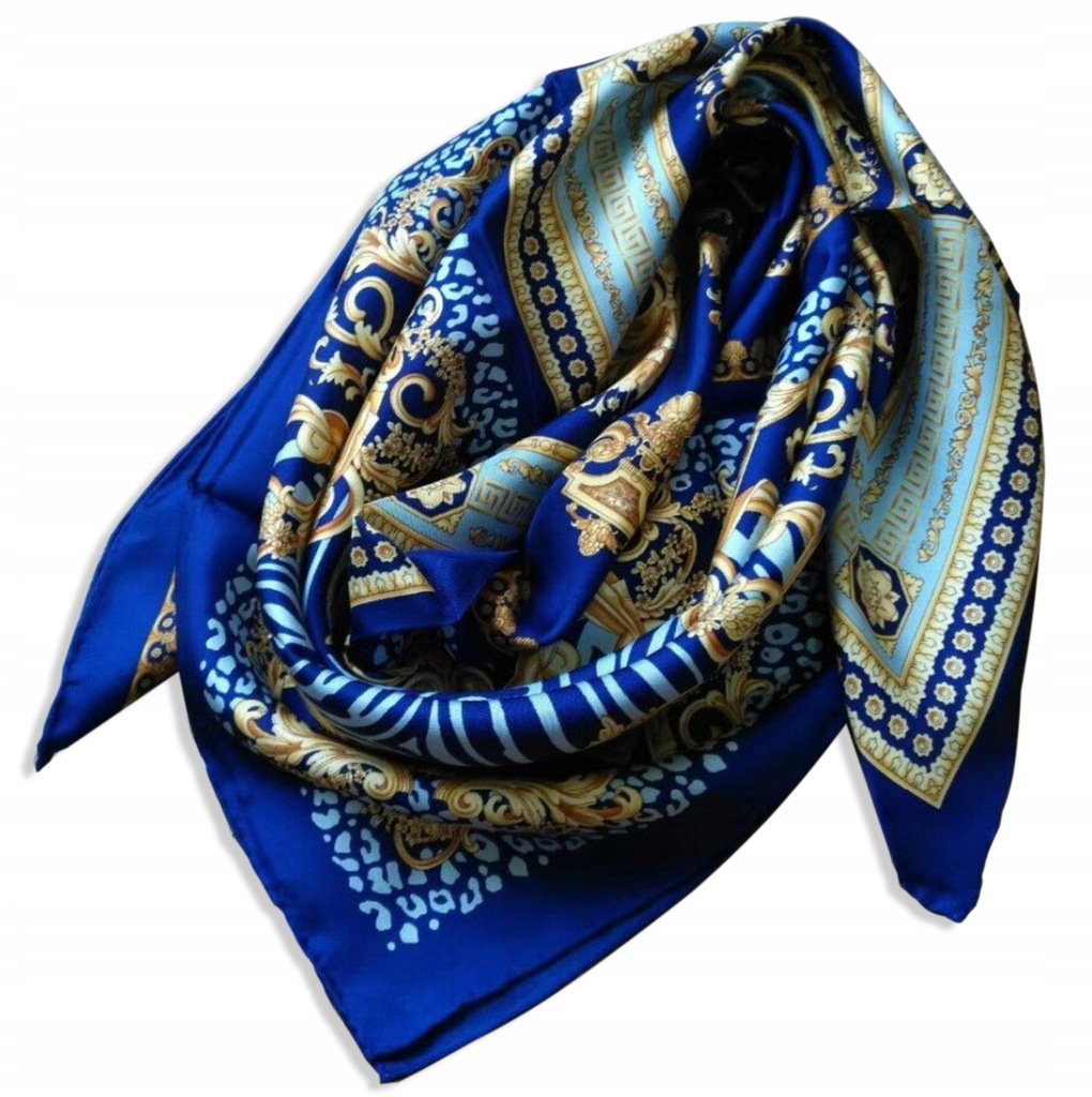 VERSACE apaszka jedwabna royal blue 90/90