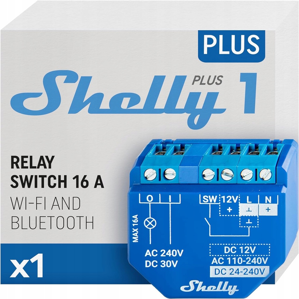 Shelly Plus 1 Urządzenie do Inteligentnego Sterowania Niebieski smart home